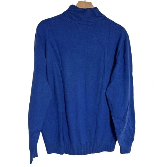 Lands’ End L mens royal blue cotton cashmere blend turtleneck sweater - Picture 3 of 6